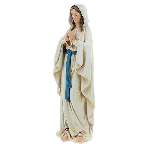 Our Lady of Lourdes in painted wood pulp 15cm 3