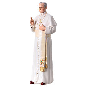 Statua Papa Giovanni Paolo II pasta legno colorata 15 cm