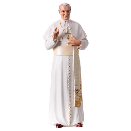 Statua Papa Giovanni Paolo II pasta legno colorata 15 cm 1