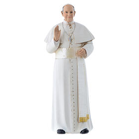 Statue Papst Franziskus bemalte Holzmasse 15cm