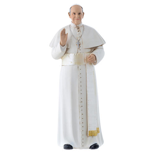 Statue Papst Franziskus bemalte Holzmasse 15cm 1
