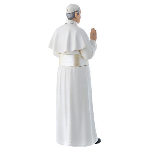 Statue Papst Franziskus bemalte Holzmasse 15cm 3