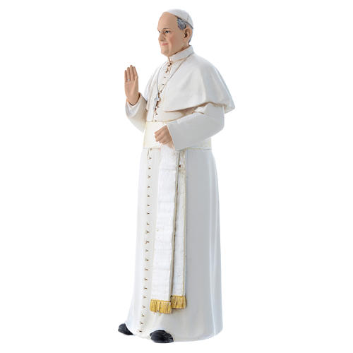 Statua Papa Francesco pasta legno colorata 15 cm 2