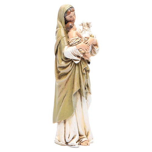 Our Lady statue with baby Jesus in coloured wood pulp 15cm 4