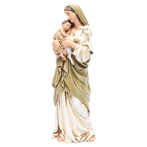 Imagen Virgen con Niño pasta de madera pintada 15 cm 2