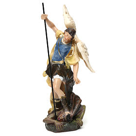 Statue Erzengel Michael bemalte Holzmasse 15cm