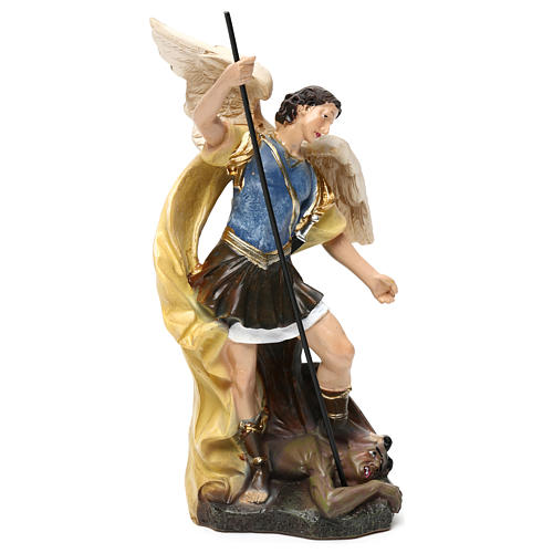 Saint Michael statue in coloured wood pulp 15cm 3