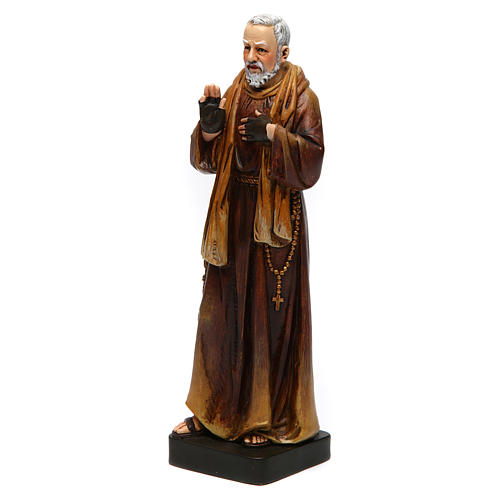 Statua San Padre Pio pasta legno colorata 15 cm 3