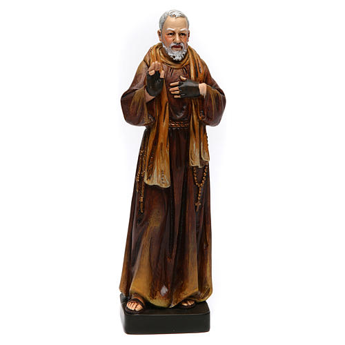 Imagem Padre Pio pasta madeira corada 15 cm 1