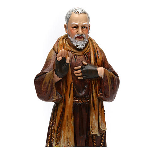 Imagem Padre Pio pasta madeira corada 15 cm 2
