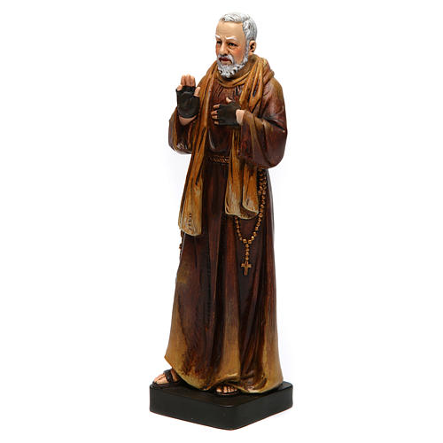 Imagem Padre Pio pasta madeira corada 15 cm 3