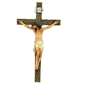 Imágenes de Madera Pintada: Estatua Crucifijo de pasta de madera pintada 20 cm