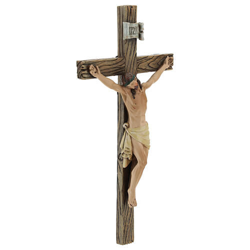 Estatua Crucifijo de pasta de madera pintada 20 cm 4