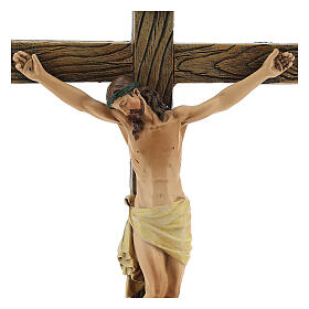 Statue Crucifix pâte à bois colorée 20 cm