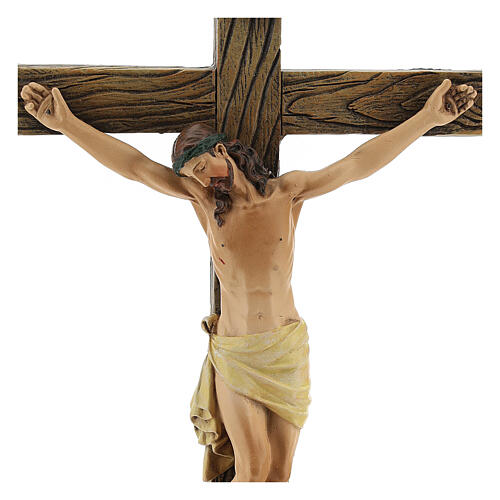 Statue Crucifix pâte à bois colorée 20 cm 2
