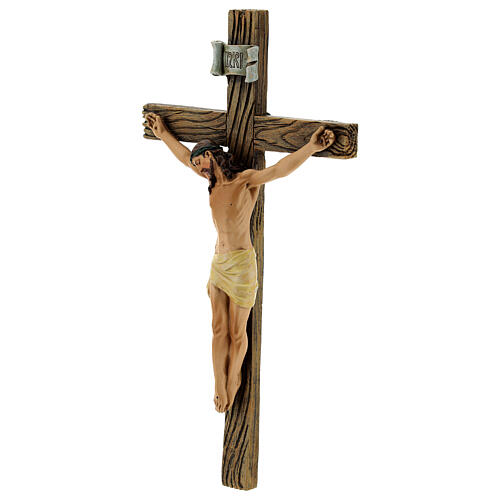 Crucifix statue in coloured wood paste 20cm 3