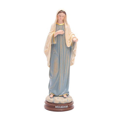 Estatua Virgen de Medjugorje de pasta de madera pintada 15 cm 1