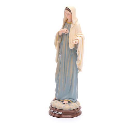 Estatua Virgen de Medjugorje de pasta de madera pintada 15 cm 2