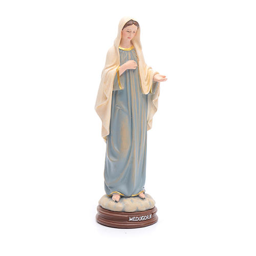 Estatua Virgen de Medjugorje de pasta de madera pintada 15 cm 4