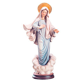 Estatua de la Virgen de Medjugorje de madera pintada de la Val Gardena