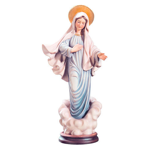 Estatua de la Virgen de Medjugorje de madera pintada de la Val Gardena 1