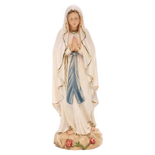 Statua Madonna Lourdes legno Valgardena colorato 1