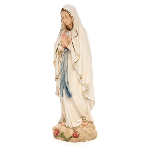 Statua Madonna Lourdes legno Valgardena colorato 3