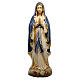 Statua Madonna Lourdes legno Valgardena colorato manto blu s1