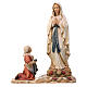 Estatua de la Virgen de Lourdes con Bernadette de madera pintada de la Val Gardena s1