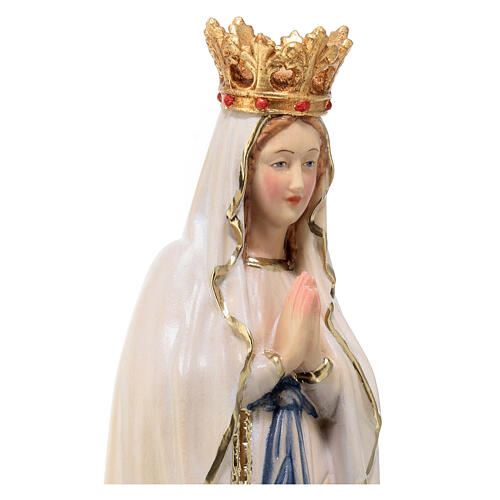 Estatua Virgen de Lourdes con corona de madera pintada de la Val Gardena 6