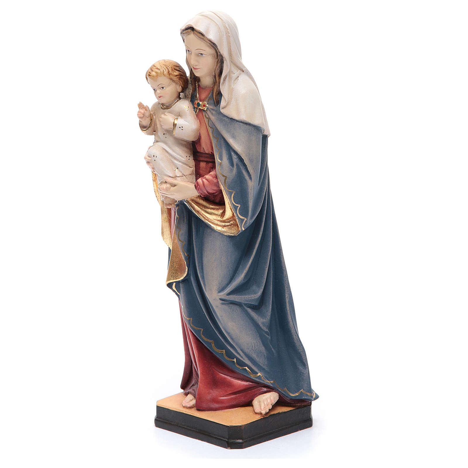 Statue Holy Mary & Baby Jesus painted Valgardena wood online sales on