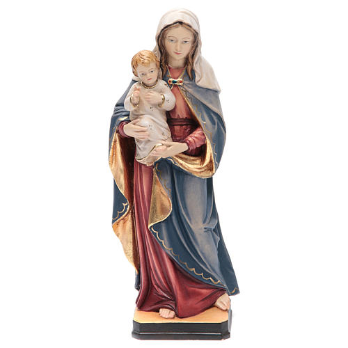 Figurka Madonna z Dzieciątkiem Jezus drewno Valgardena malowane 1