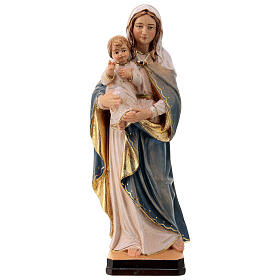 Estatua de la Virgen con el Niño Jesús de madera de la Val Gardena, pintada con matices blancos
