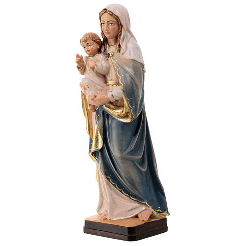 Statue Vierge Enfant Jésus bois Valgardena coloré nuances blanches 3