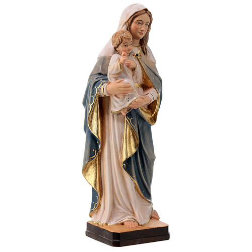 Statue Vierge Enfant Jésus bois Valgardena coloré nuances blanches 4
