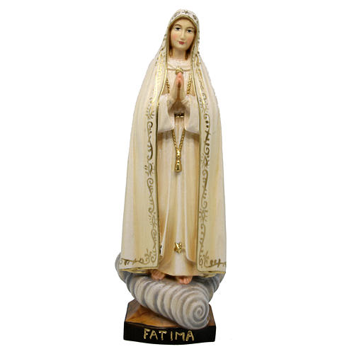 Statua Madonna Fatima legno Valgardena colorato 1