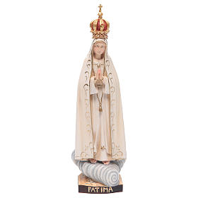Statua Madonna Fatima con corona legno Valgardena colorato