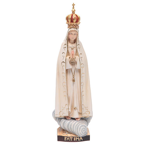Statua Madonna Fatima con corona legno Valgardena colorato 1