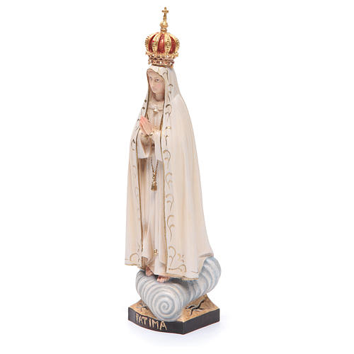 Statua Madonna Fatima con corona legno Valgardena colorato 2
