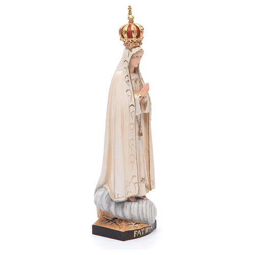 Statua Madonna Fatima con corona legno Valgardena colorato 4