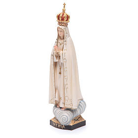 Imagem Nossa Senhora Fátima com coroa madeira Val Gardena corada