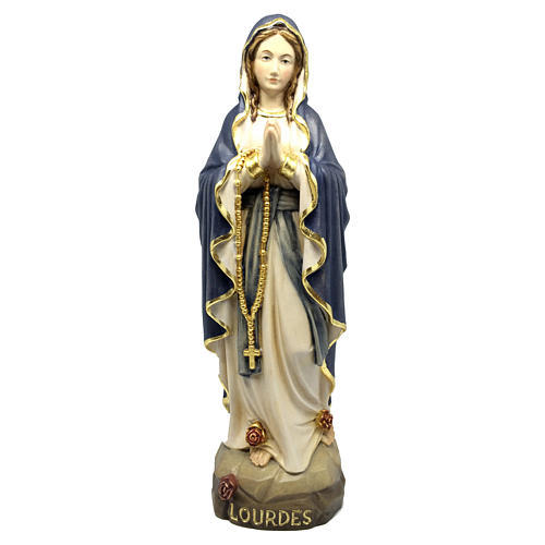 Statue Notre-Dame de Lourdes bois Valgardena peint 2