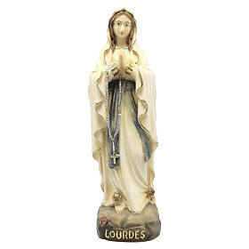 Gottesmutter von Lourdes Grödnertal Holz blau handgemalt