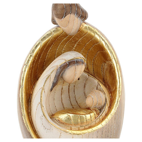 Sacra Famiglia moderna in legno di frassino con contorni dorati 2