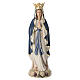 Our Lady of Lourdes with crown in Valgardena wood with blue mantle s1