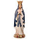 Statue Notre-Dame Lourdes avec couronne bois Valgardena coloré cape bleue s1
