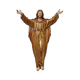 Resurrected Jesus Christ statue finished in antique pure gold with mantle