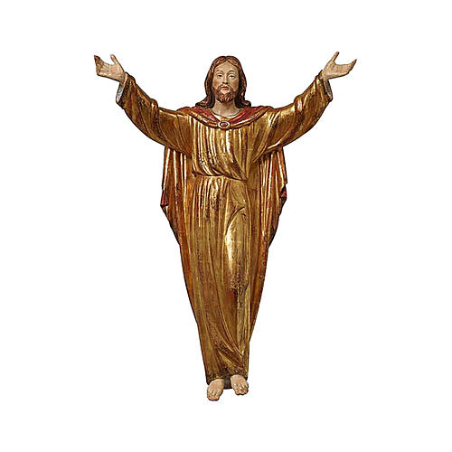Resurrected Jesus Christ statue finished in antique pure gold with mantle 1