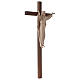 Estatua Cristo Resucitado madera natural en cruz s4