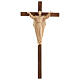 Auferstandener Christus Grödnertal Holz auf Kreuz braunfarbig s1